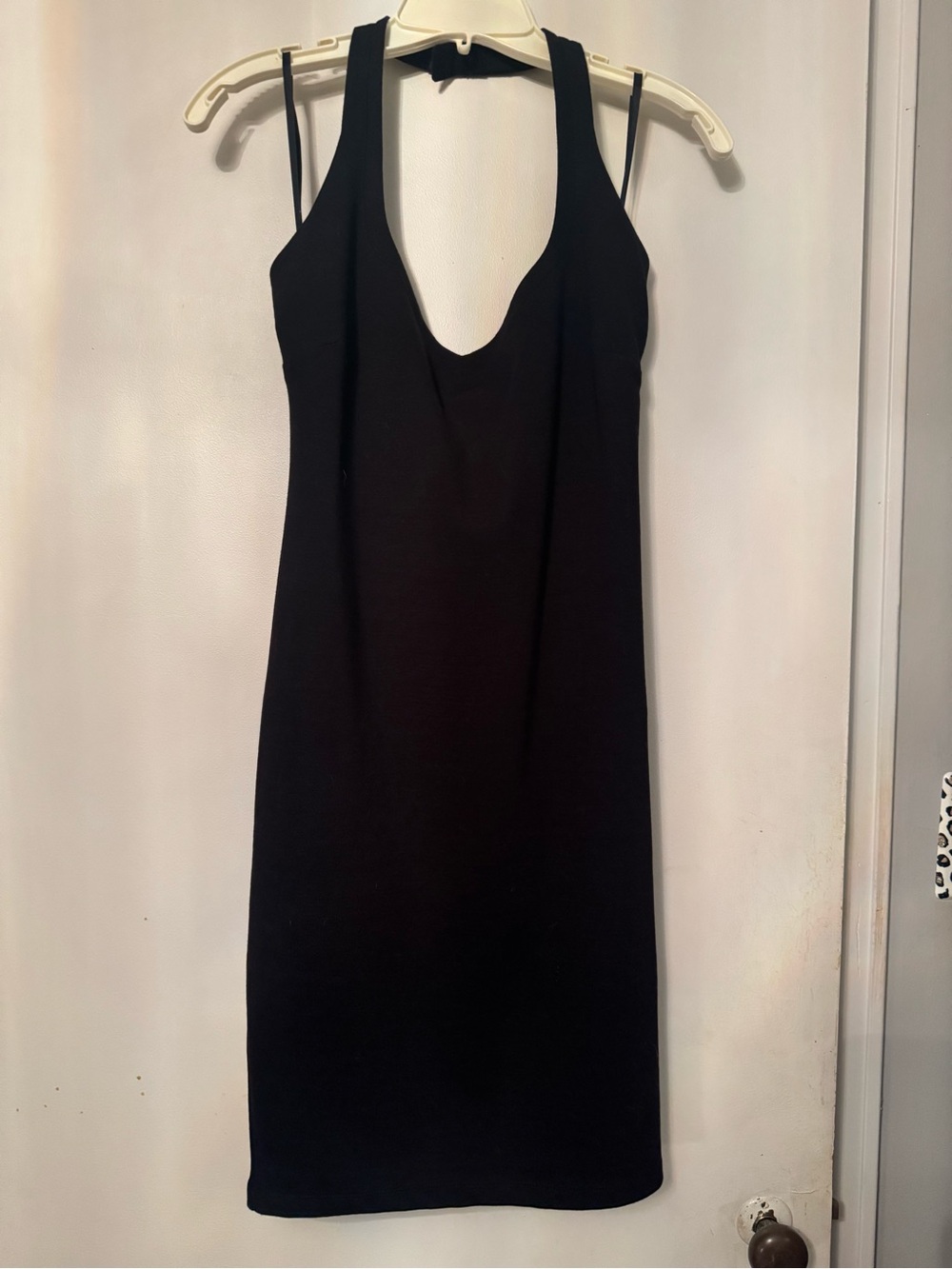 Kardashian Kollection Black Midi Scoop Neck Dress